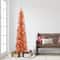 6ft. Pre-Lit Orange Tinsel Artificial Christmas Tree, Clear Lights